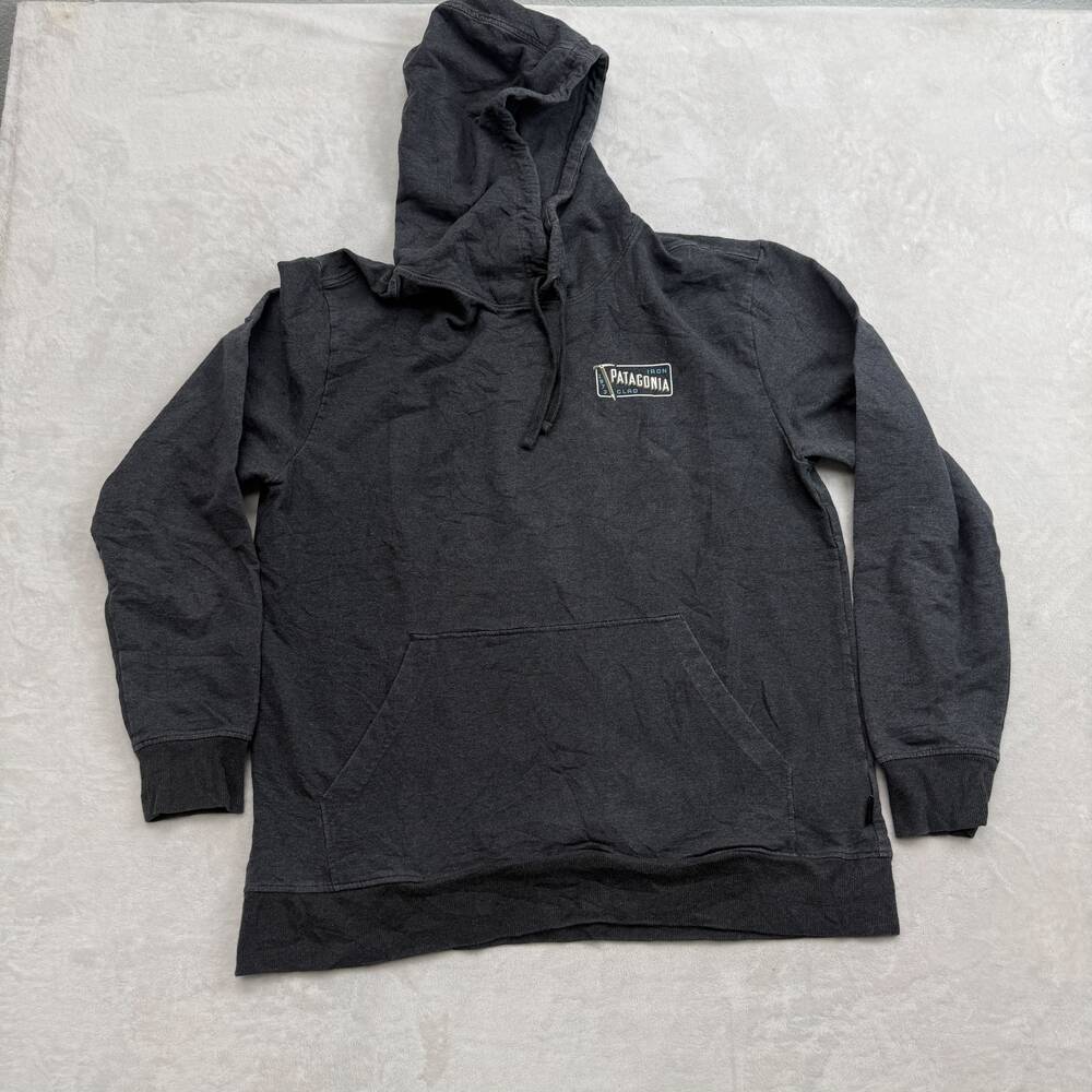 Patagonia Boys Hoodie Grey Size L Organic Cotton Pullover Long Sleeve Sweatshirt